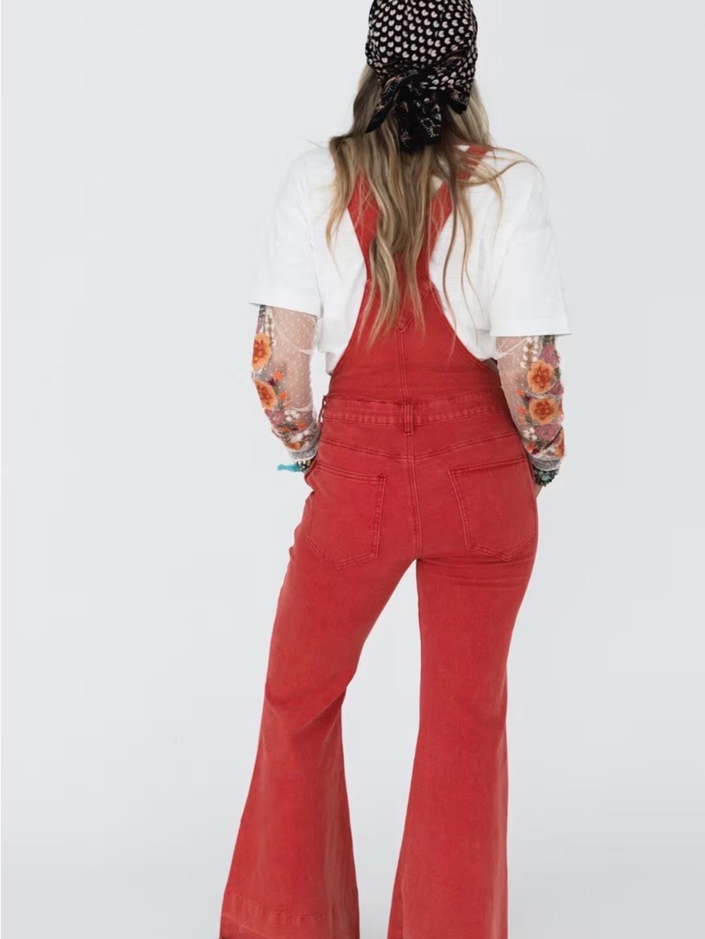 Annie Wear Red Super Flare Overalls - Picture 2 of 9
